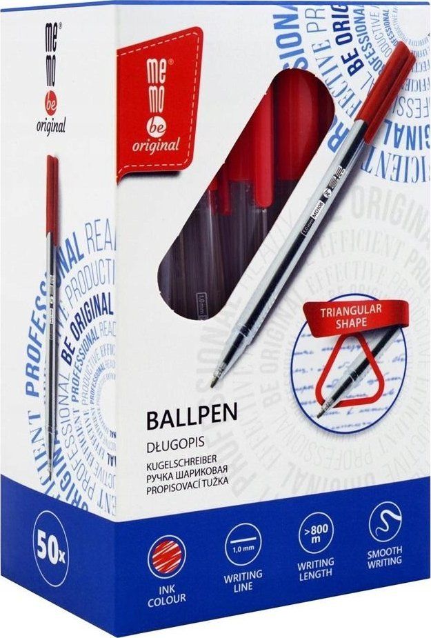 Stilolaps zyre MemoBe Office Ballpoint, set 50 copë, bojë e kuqe