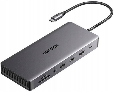 Hub USB C Ugreen CM555, 12 porta, Power Delivery 100W, gri