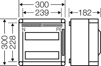 Panel shpërndarës Hensel Modular Mi 81220, 2x12 module, IP65, gri