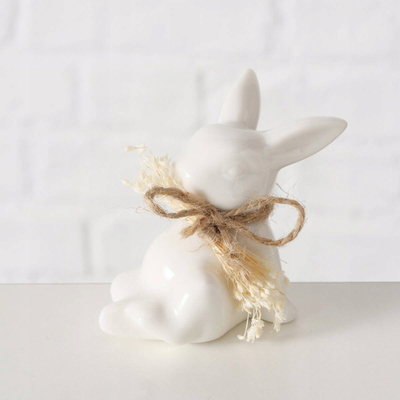 Figurinë dekoruese Boltze Home Easter Bunny, lepur porcelani i bardhë