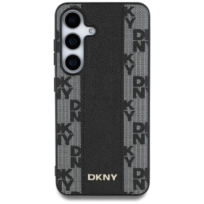 Futrollë DKNY Leather Case MagSafe, për Samsung Galaxy S25, lëkurë eko, e zezë