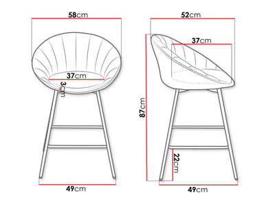 Set stolash me tapiceri H112, 2 copë (58 x 87 x 52)