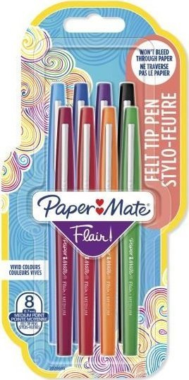 Stilolapsa me majë fibër Paper Mate Flair Candy Pop, set 8 copë, 0.7 mm, shumëngjyrëshe