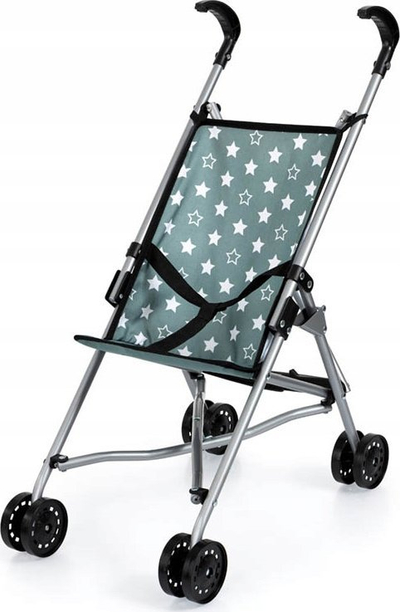 Karrucë lodër për kukulla Bayer Buggy Umbrella, palosëse, me rrip sigurie, jeshile me yje