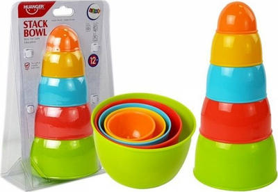 Lodra ndërtuese për bebe Pyramid, set me kupa dhe tasa, 5 copa, shumëngjyrëshe