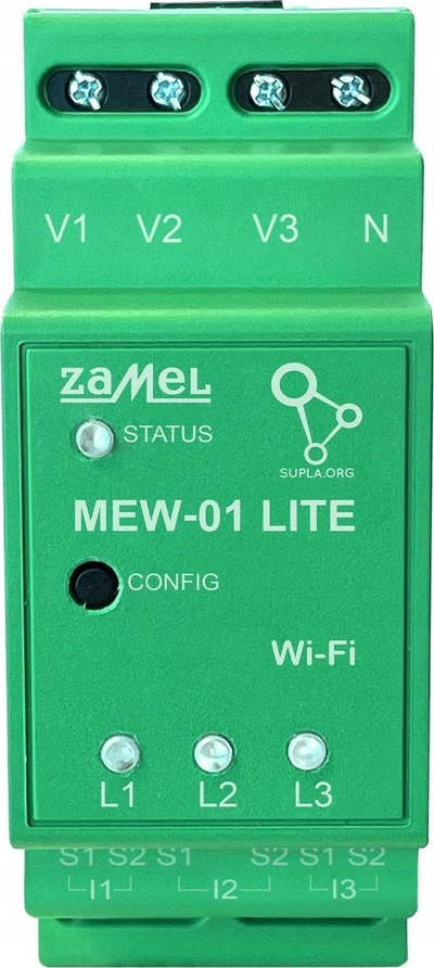 Monitor trefazor energjie Zamel MEW-01 Lite SUPLA, Wi-Fi, 3x100A, i bardhë
