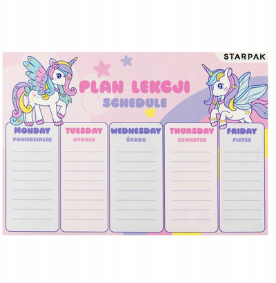 Stickerë orari Starpak Unicorn PUD1, për fletore dhe ditar, shumëngjyrëshe