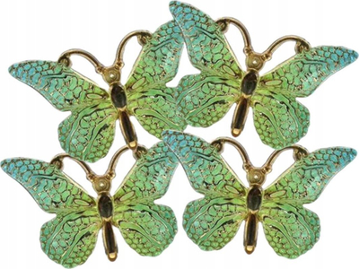 Dekorime vetëngjitëse Titanum Butterflies, plastikë, set 4 copë, jeshile me ari