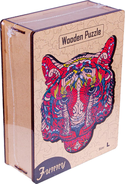 Puzzle druri për të rritur Wooden Puzzle, 183 copëza, motiv tigër shumëngjyrësh