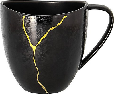 Шолја за појадок порцелан RAK Porcelain Kintzoo Breakfast Cup, порцелан, црна со златна