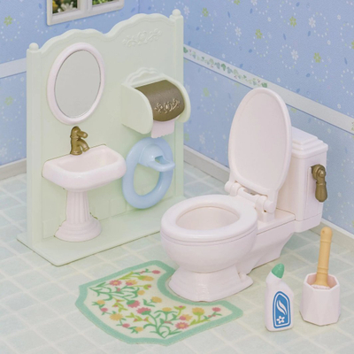Set lodrash banjo Sylvanian Families Epoch 5740, me tualet, për figurina, shumëngjyrësh