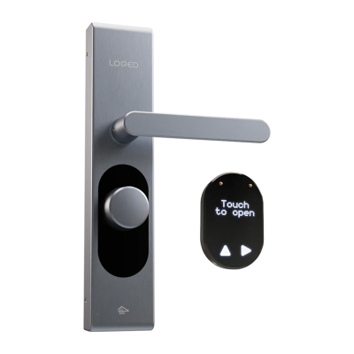 Bravë inteligjente dere LOQED Smart Lock, Bluetooth, çelik inox, argjendtë e zezë