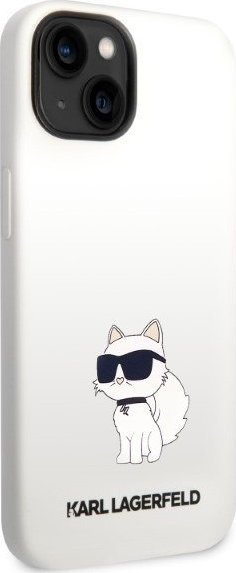Futrollë Karl Lagerfeld KLHCP14MSNCHBCH për iPhone 14 Plus, silikon, e bardhë