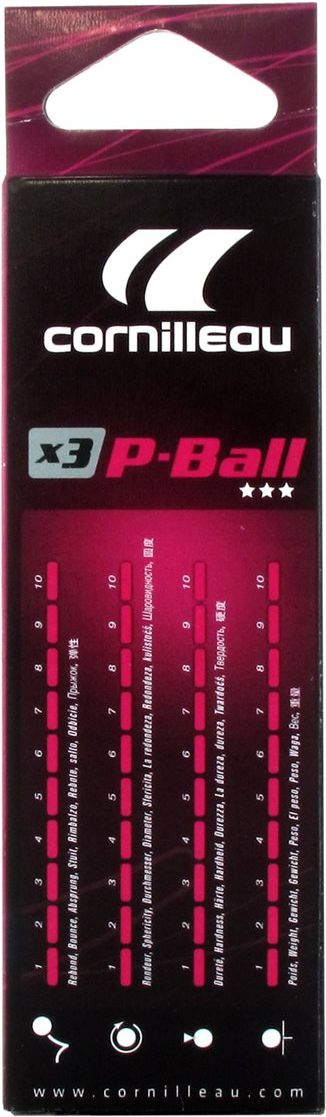 Toptha pingpongu Cornilleau P-Ball ITTF, 40mm, set 3 copë, të bardha