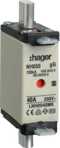 Siguresë Hager NH000 LNH0040MK, 40A gG, 500V AC, e bardhë