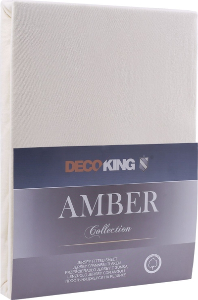 Çarçaf me lastik DecoKing Amber, 100-120x200 cm, pambuk elastik, bezhë