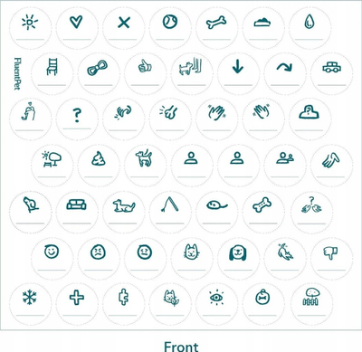 Ngjitëse për butona FluentPet Basic Stickers Ideogram, set 70 copë, me piktograme