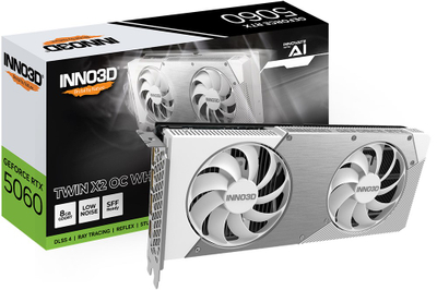 Kartë grafike Inno3D GeForce RTX 5060 Twin X2 OC, 8GB GDDR7, PCI Express, e bardhë