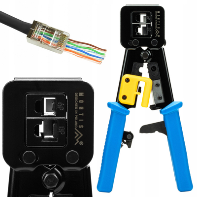 Krimpues kabllosh MT178, për fisha RJ11 RJ12 RJ45, për kabllo Cat5e Cat6, i zi