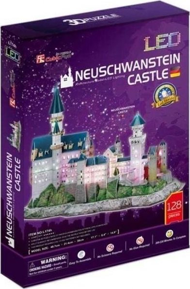 Puzzle 3D National Geographic Neuschwanstein Castle L174H, me LED, model kështjelle
