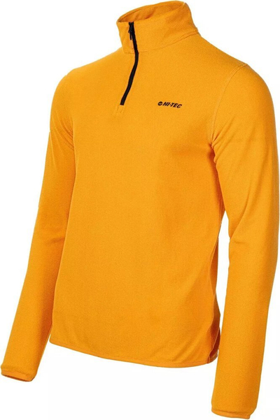 Bluzë fleece për burra Hi-tec Damis II M, jakë e ngritur, zinxhir i shkurtër, portokalli