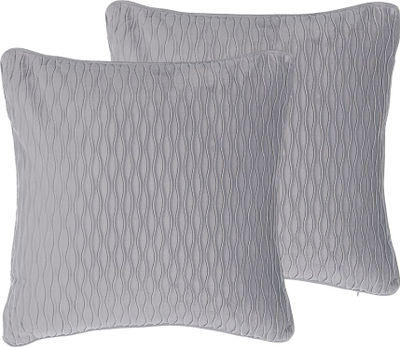 Jastëk dekorativ Beliani MOTARI, set 2 copë, kadife 45x45cm, gri