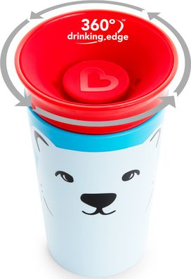 Gotë trajnimi Munchkin Miracle 360 WildLove, 266 ml, pa derdhje, blu me ari polar