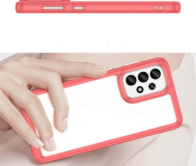 Mbrojtëse telefoni Outer Space për Samsung A33 5G, hibride TPU PC, e tejdukshme, rozë