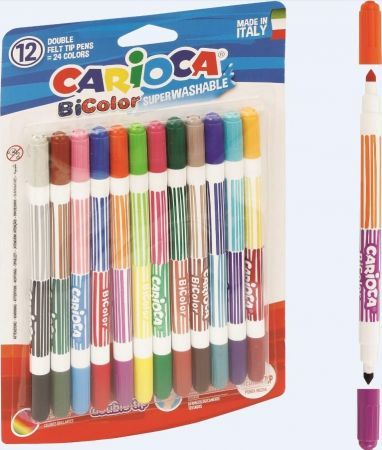 Set ngjyrash Carioca Pens BiColor, 12/24 ngjyra