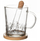 Set filxhani xhami Orion, kullesë çaji, nënfilxhan bambu, 400ml, transparent