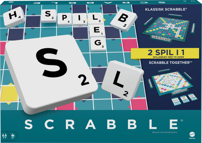 Lojë tavoline Mattel Scrabble Danish, për 2‑4 lojtarë, 8+