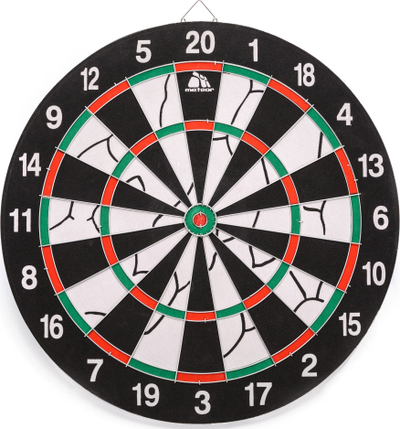 Set dartboard Meteor Double Sided, 17", me dy anë, shumëngjyrësh