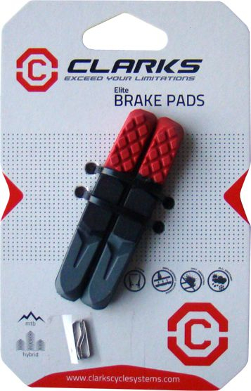 Goma freni Clarks CPS501 MTB V-brake, 70mm, për mot të thatë edhe me lagështirë, kuqe e zezë gri