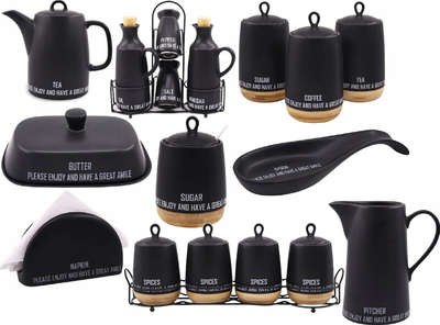 Set enësh kuzhine Maestro MR20029-03CS, qeramike, kapak druri me vulë silikoni