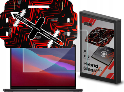 Xham mbrojtës hibrid GRIZZ Glass Easy për Apple MacBook Pro, transparencë e lartë, i thjeshtë për ta vënë, transparent