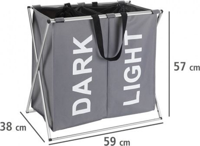 Kosh rrobash Wenko Laundry Collector Duo, 120 L, me dy ndarje, gri