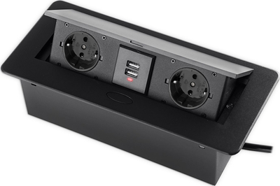 Prizë tavoline inkaso Spacetronik SPS-D24B V2, 2x Schuko, 2x USB, e zezë