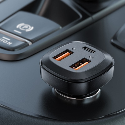 Полнач за автомобил Acefast B9, 66W, 2x USB A 1x USB C, црн
