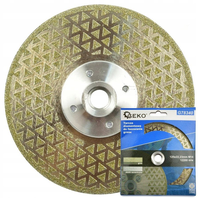 Disk prerës diamant Diamond Blade 125, për fazetim dhe gërryerje gres, 125mm, M14