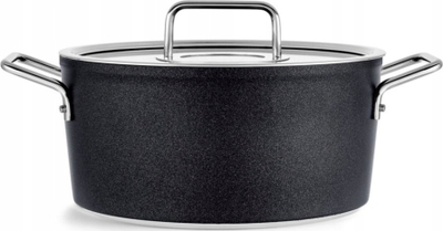 Tenxhere alumini Fissler Adamant 24 cm, veshje jo ngjitëse, me kapak, gri e errët