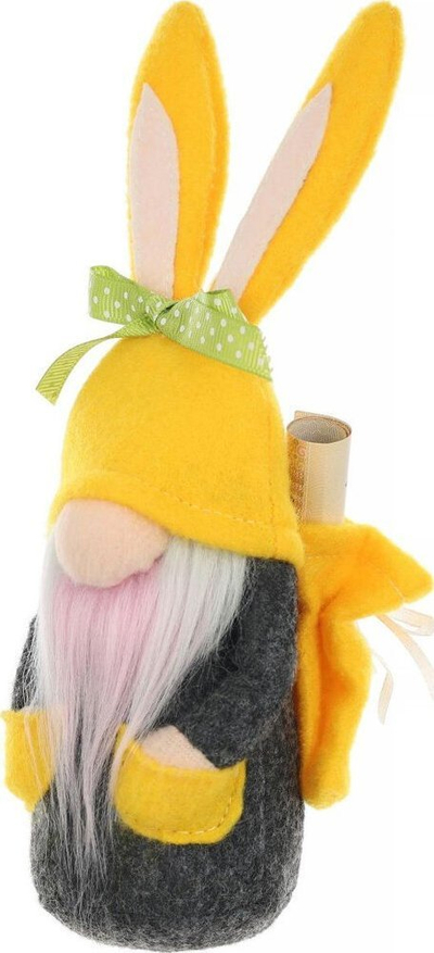 Figurinë zbukuruese Saska Gift and Decor Easter Holiday Bunny With Sack, lepurush Pashke, 20 cm, shumëngjyrësh