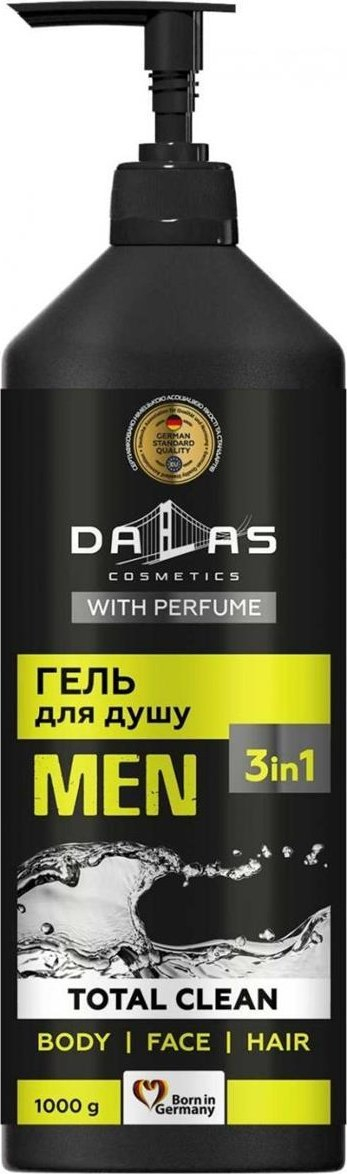 Xhel dushi Dalas Men Total Clean 3n1, 1000 g, me pompë