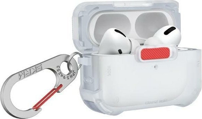 Këllëf për AirPods Pro 2 Skinarma Mecha Frost, mbrojtje 360°, me karabinë, i bardhë