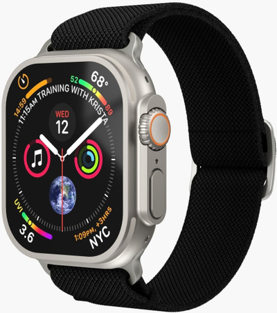 Rrip ore Vonmählen Classic Nylon Loop, për Apple Watch 44 45 46 49mm, najlon, i zi