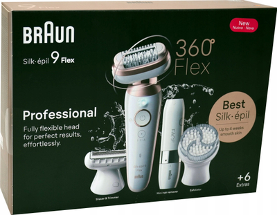 Epilator Braun Silk-épil 9 9360 Flex, kokë që lëviz, për këmbë, trup dhe sqetulla