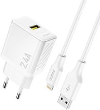 Karikues muri Dudao A23LEU, 2.4A GaN, USB A me kabllo Lightning, i bardhë