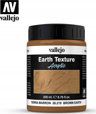 Pastë teksture akrilike Vallejo Brown Earth, efekt pluhuri dhe balte, 200ml, kafe