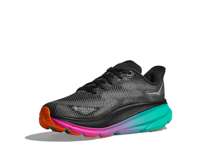 Atlete vrapimi Hoka Clifton 9 GTX Textile, për femra, të zeza me aqua