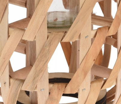 Fener dekorativ PROGARDEN Wooden Candle Lantern KO-435103010, 47 cm, dru, ngjyrë natyrale