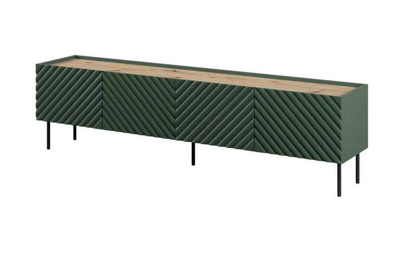 Komodë TV ONDA 4D, 200x40x54.35cm, jeshile mat, e qëndrueshme ose e varur